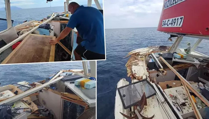 Yunan unsurları, Türk balıkçı teknesine çarparak hasar verdi