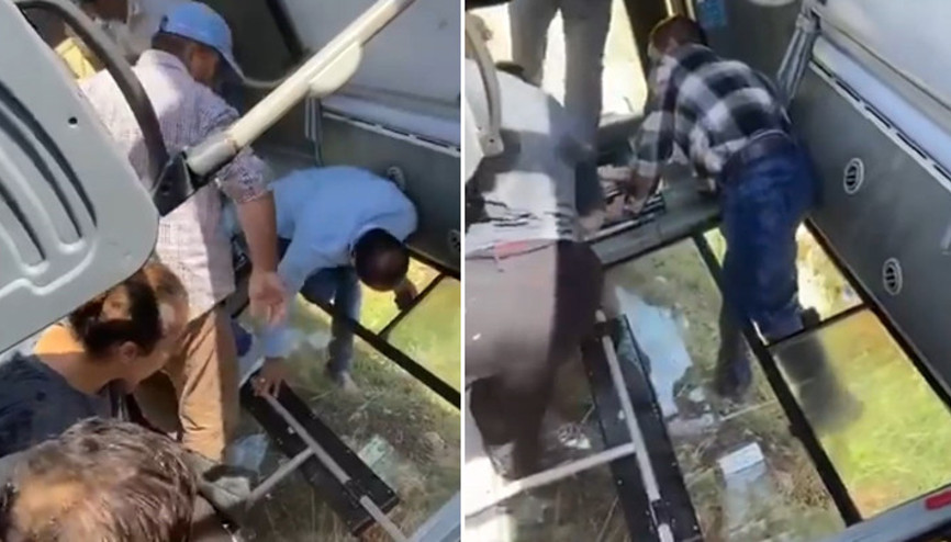 Şanlıurfada panik anları: Halk otobüs devrildi, yolcular camları kırarak dışarı çıktı