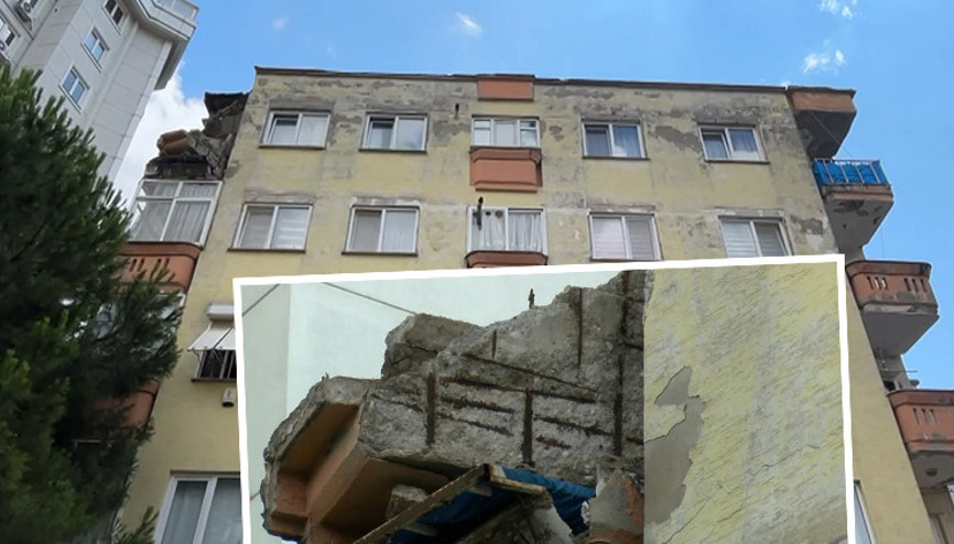 İstanbulda 4 katlı binada panik: Çatı çöktü, daireler tahliye edildi