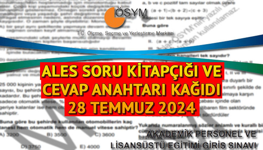 ALES SORULARI VE CEVAP ANAHTARI GÖRÜNTÜLEME EKRANI (PDF) || ALES 2 cevap anahtarı nereden, nasıl görüntülenir ÖSYM ALES soru kağıdı ve cevap anahtarı kağıdı 2024