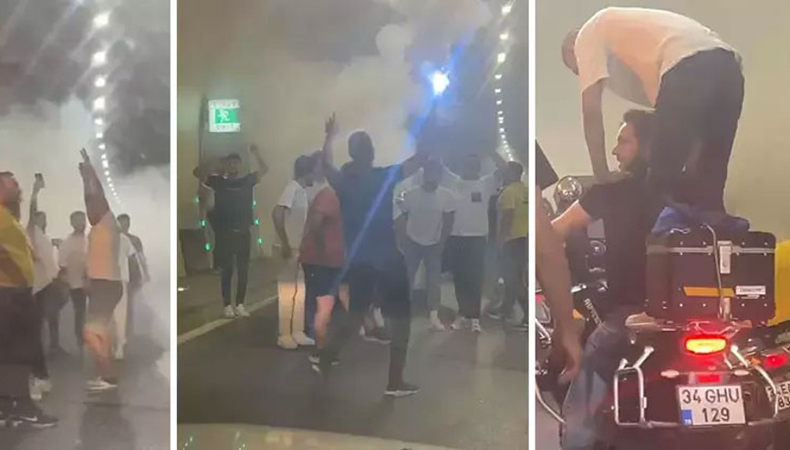 Beykozda asker eğlencesinde tüneli trafiğe kapattılar