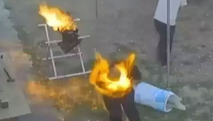 Mangaldan çıkan ateş üzerine sıçradı Kalp krizi geçirerek hayatını kaybetti