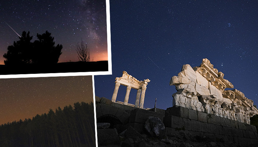 Perseid meteor yağmurunda hayran bırakan fotoğraflar: Bergama, Meke Krater Gölü, Kibyra Antik Kenti...