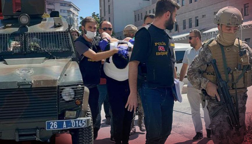 Zırhlı araç, yoğun güvenlik önlemi ve çelik yelek... Eskişehir canisi adliyeye böyle sevk edildikten sonra tutuklandı