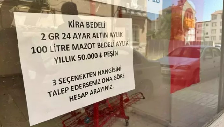 Elazığ’da şaşırtan kiralık iş yeri ilanı: Mazot veya altın seçeneklerini de ekledi