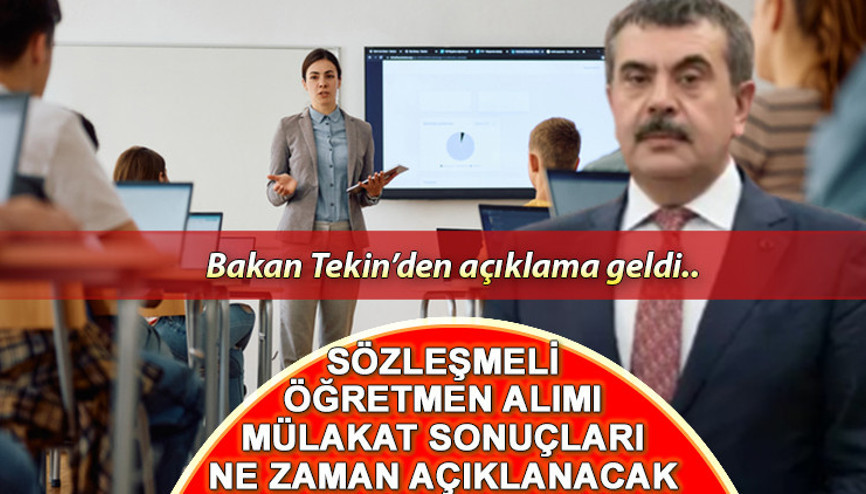 ÖĞRETMENLİK MÜLAKAT SONUÇ SORGULAMA 2024 (24 Ağustos Cumartesi son durum) || Bakan Yusuf Tekinden son dakika açıklama geldi Sözleşmeli öğretmen mülakat sonuçları ne zaman açıklanacak, tarih belli oldu mu