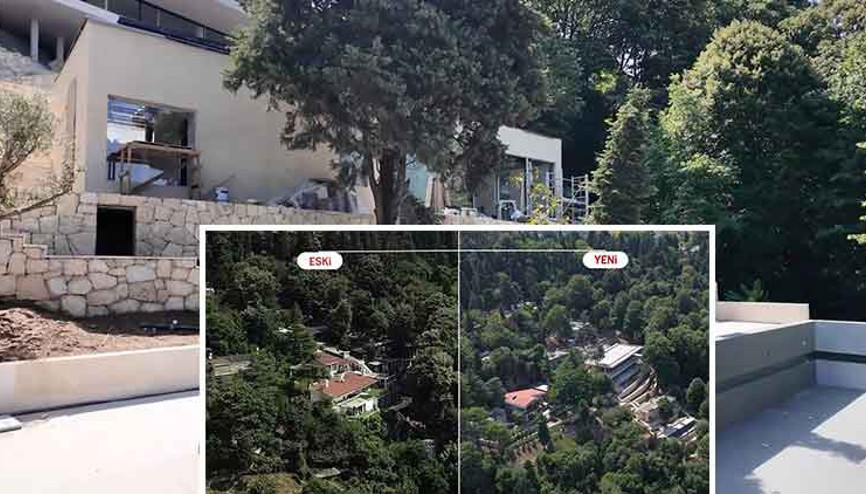 Boğazdaki kaçak inşaatın eski ve yeni haline ait görüntüler