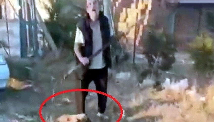 Yavru köpeği dirgen saplayarak öldürdü