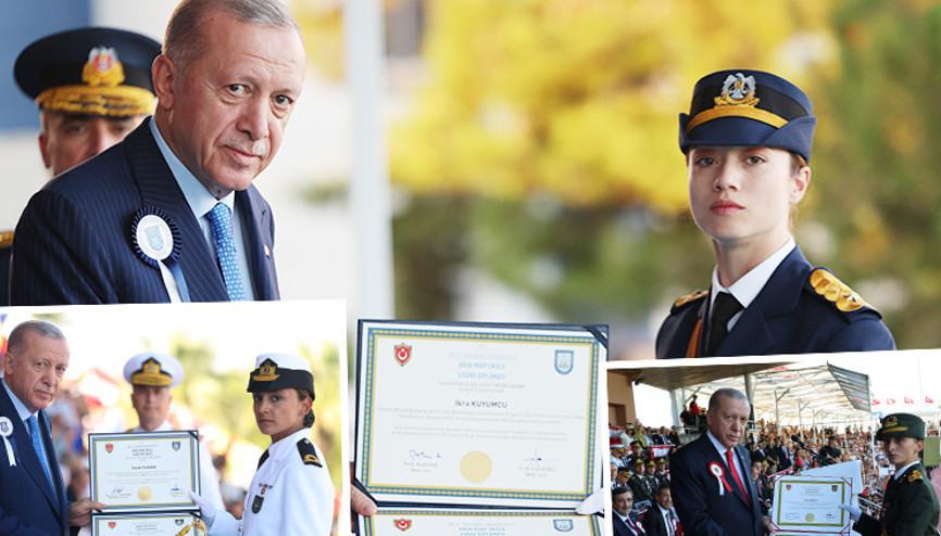 TSKda bir ilk: Üçü de kadın teğmen... Diplomalarını Cumhurbaşkanı Erdoğan verdi