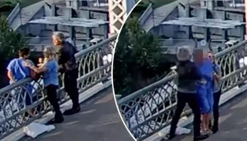 Ünlü şarkıcı köprüden atlamak isteyen bir kadını kurtardı…  İnanılmaz olay anbean kamerada