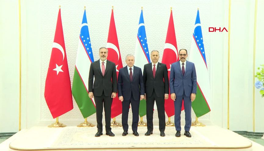 Bakan Fidan, Bakan Yerlikaya ve MİT Başkanı Kalın, Mirziyoyev tarafından kabul edildi