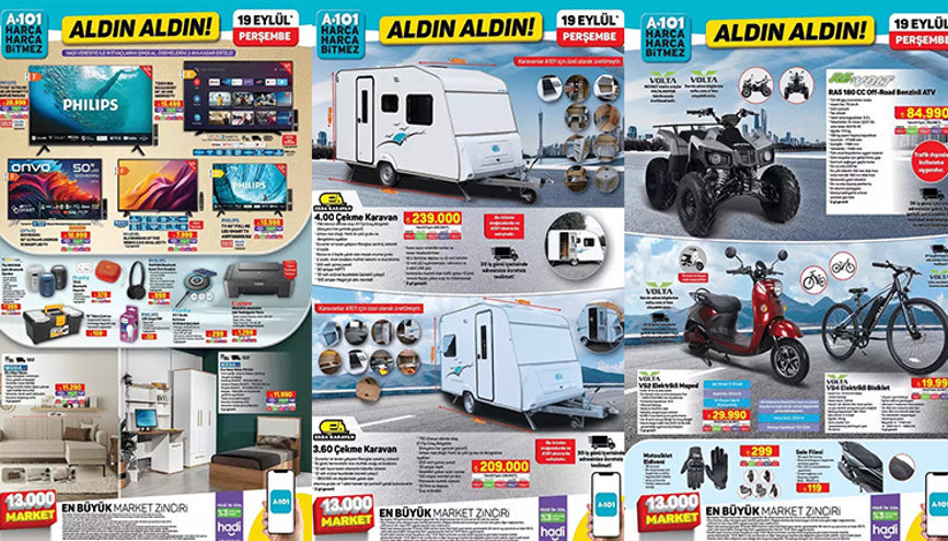 SATIŞTA 19 EYLÜL A101 KATALOĞU 2024 - İNDİRİMLİ ÜRÜNLER🛒📌 || A101de bu hafta neler var A101 Çekme Karavan, 180 cc Off-Road Benzinli ATV getiriyor