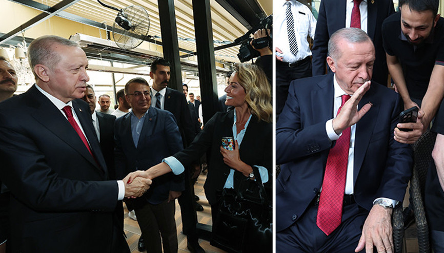 Cumhurbaşkanı Erdoğan, Ankarada bir pastanede vatandaşlarla sohbet etti