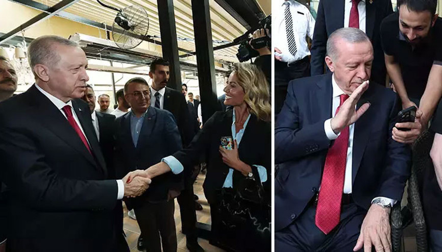 Cumhurbaşkanı Erdoğan, bir pastaneyi ziyaret ederek vatandaşlarla sohbet etti
