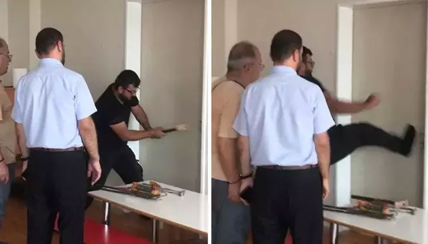 Müdür yardımcısının odasının kapısını kırdıran okul müdürü açığa alındı