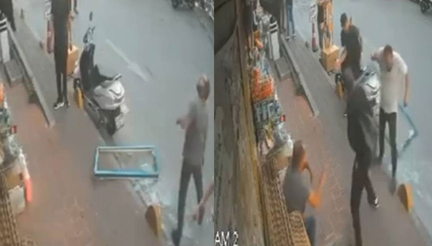 Her şey bir anda oldu Kaldırımda otururken üzerine cam çerçeve düştü