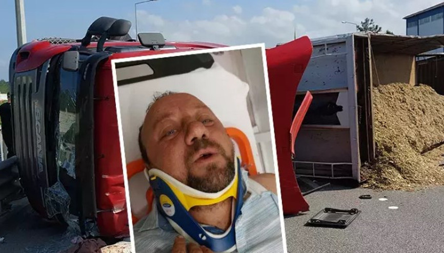 Seyir halindeki TIR’ın içine arı girdi Kaza yapan sürücü hastanelik oldu