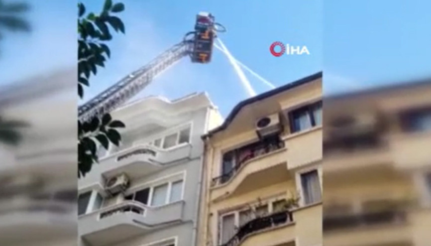 Teşvikiyede bir binanın çatısında korkutan yangın