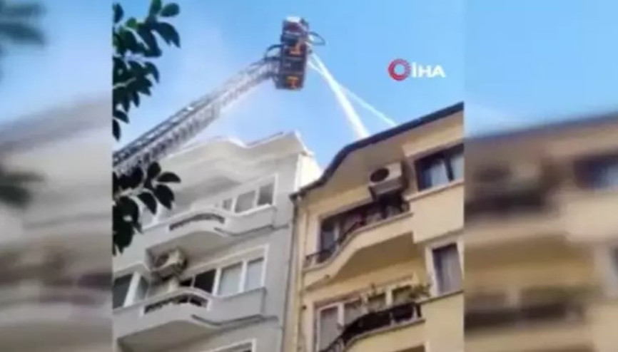 Şişli Teşvikiye’de bir binanın çatısında yangın