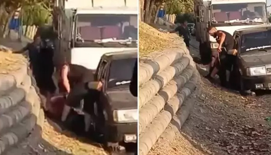 Esenler’de otoyol kenarında kadına şiddet kamerada