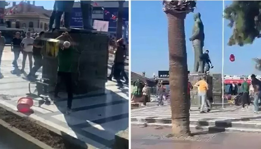 Balıkesir’de Atatürk heykeline balyozlu saldırı