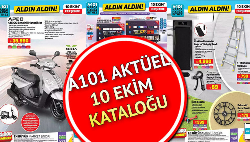 SATIŞTA A101 10 EKİM 2024 KATALOĞU - İNDİRİMLİ ÜRÜNLER || A101 aktüel bu hafta neler getiriyor A101 katalog Yürüyüş Bandı, Benzinli Motosiklet getiriyor...