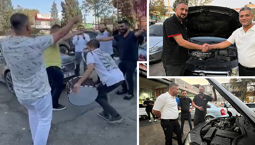 Sanayide ilginç olay: Tamiri erken biten aracını davul zurna eşliğinde aldı