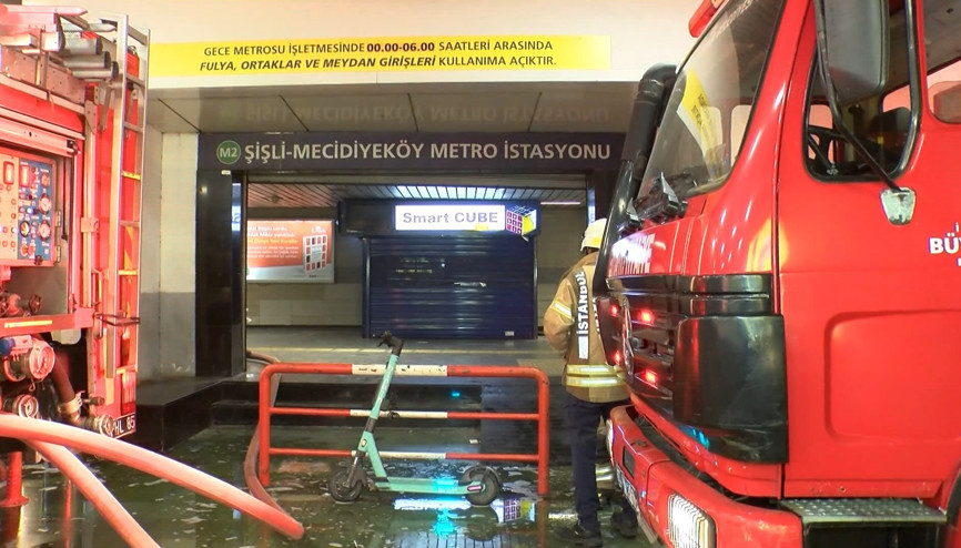 Mecidiyeköy metro istasyonunda yangın