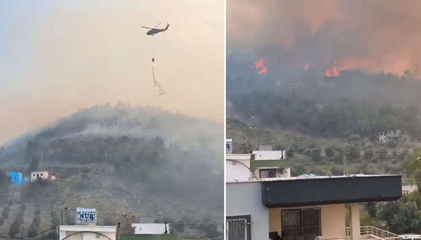 Hatay Arsuzda orman yangını Rüzgarın etkisiyle yayıldı... Evler tahliye edildi