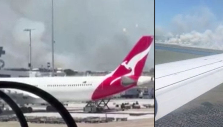 Havalimanında panik Aacil iniş yaparken pist yanında yangın çıktı