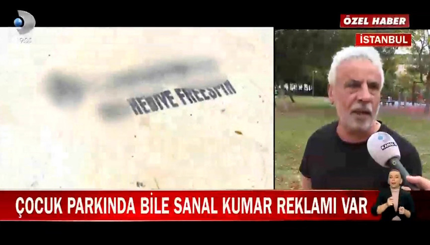 Çocuk parkında bile sanal kumar reklamı var Çocuk parkında bile sanal kumar reklamı var