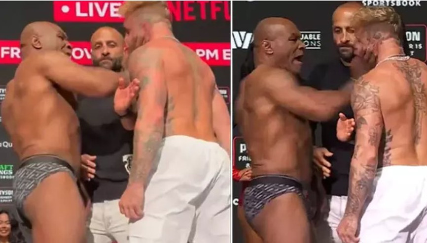 Dünyanın beklediği maç öncesi olay Mike Tyson, Jake Paul’u tokatladı ve ortalık karıştı