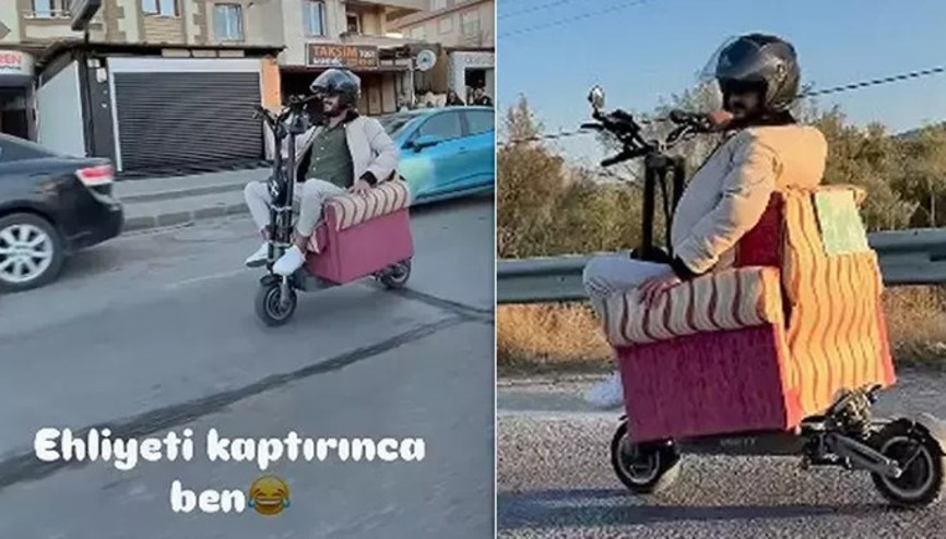 Koltuk monte ettiği skuter ile yolculuğa para cezası