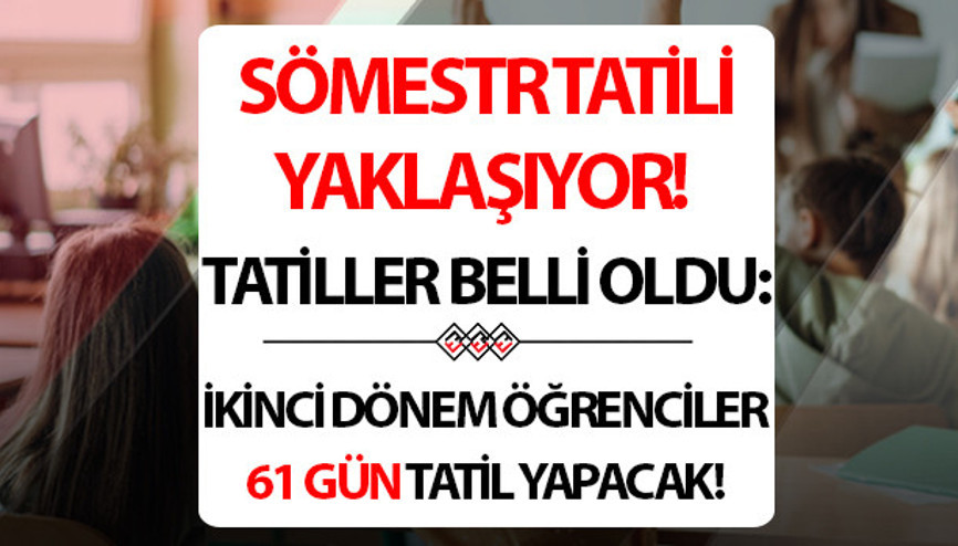 ÖĞRENCİYE 61 GÜN TATİL || 15 tatil (Sömestr/Yarıyıl)  ne zaman, okullar ne zaman kapanacak Sömestr tatili ne zaman başlıyor, yarıyıl tatiline kaç gün kaldı İşte 2024 - 2025 sömestr ve ara tatil tarihleri