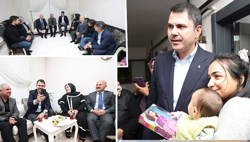 Çevre, Şehircilik ve İklim Değişikliği Bakanı Kurum, Adıyamanda depremzede öğretmenin yeni evine misafir oldu