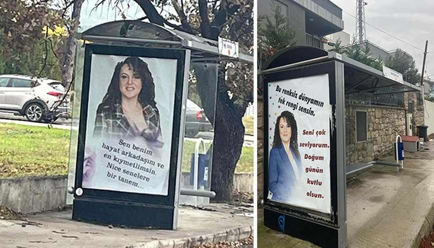 Muhtara eşinden ilginç sürpriz: Panolara bu yazılarla birlikte fotoğrafını astırdı Muhtara eşinden ilginç sürpriz: Panolara bu yazılarla birlikte fotoğrafını astırdı