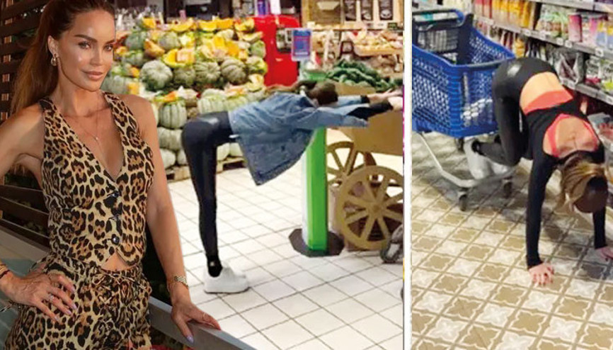 Ebru Şallı, markette pilates yaptı