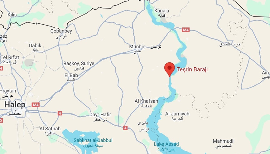 Tişrin Barajı nerede İşte, Teşrin Barajının harita üstündeki konumu ve önemi Tişrin Barajı nerede İşte, Teşrin Barajının harita üstündeki konumu ve önemi