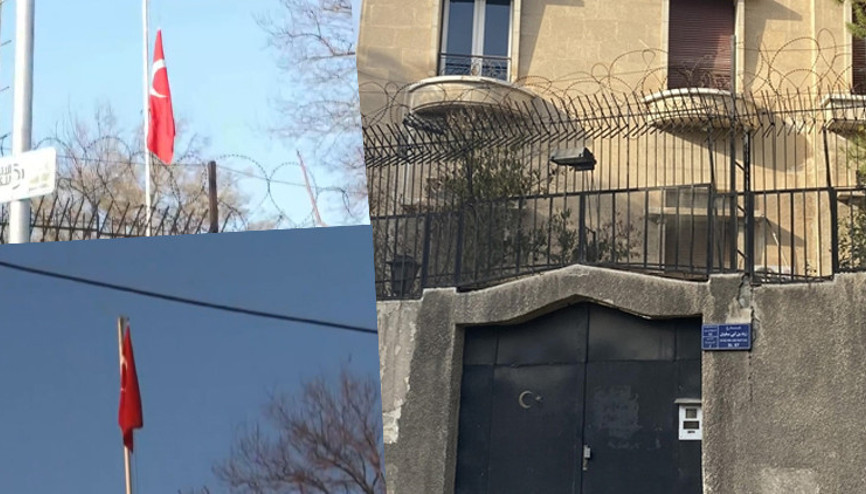 12 yıl sonra bir ilk: Şamda Türk büyükelçiliği Türk bayrağı göndere çekildi