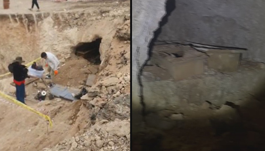 Hatayda şantiyede kazı sırasında kaya mezarları bulundu