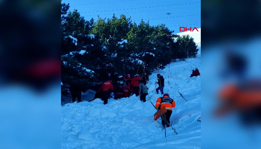 Palandöken Dağında çığ düşme anı kamerada
