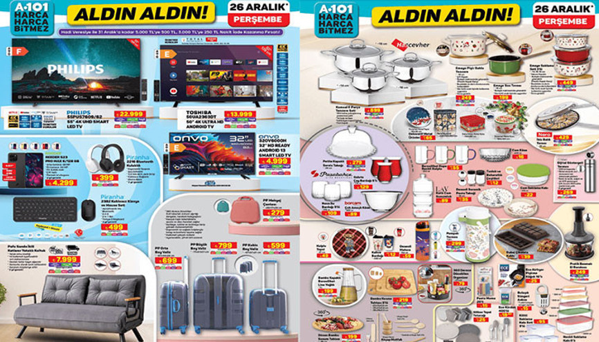 RAFLARDA 101 ALDIN ALDIN KATALOĞU (AKTÜEL ÜRÜNLER BROŞÜRÜ) 26 ARALIK || Bu hafta A101de yeni neler var Elektrikli motorlu bisiklet, makyaj çantası, kablosuz klavye mouse seti geliyor...