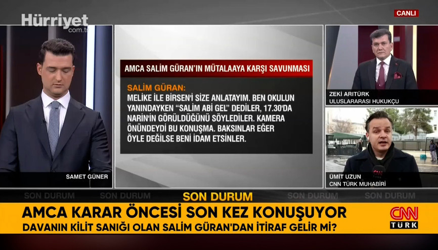 Narin Güran cinayeti davasında amca Salim Güran savunma yaptı