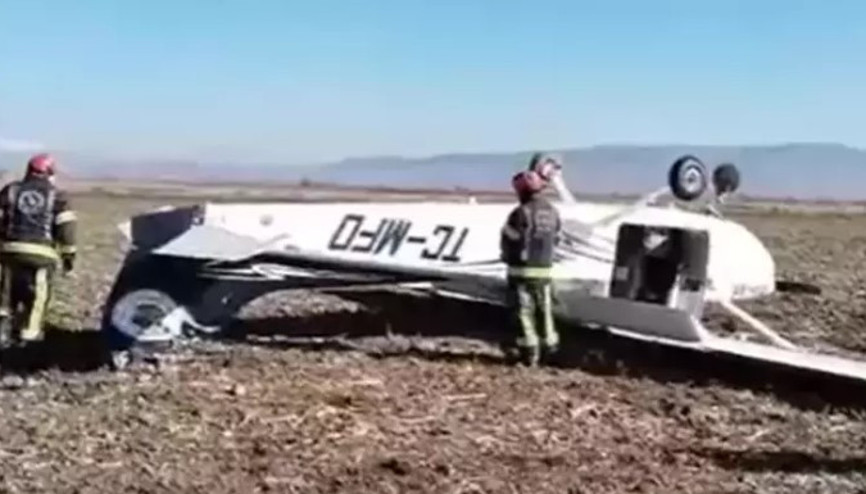 Isparta’dan havalanan eğitim uçağı Denizli’de sert iniş yaptı