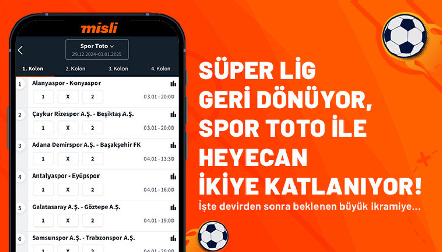 Süper Lig geri dönüyor, Spor Toto ile heyecan ikiye katlanıyor İşte devirden sonra beklenen büyük ikramiye… Süper Lig geri dönüyor, Spor Toto ile heyecan ikiye katlanıyor İşte devirden sonra beklenen büyük ikramiye…