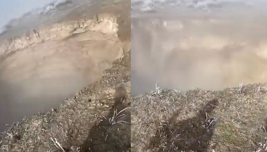 Konyada obruk oluşumu saniye saniye görüntülendi