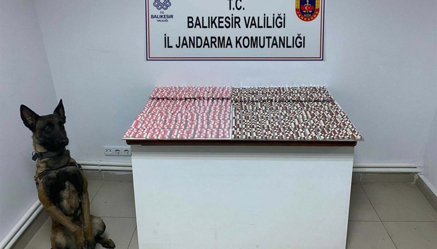 Balıkesirde 7 bin 761 adet sentetik ecza hap ele geçirildi Balıkesirde 7 bin 761 adet sentetik ecza hap ele geçirildi