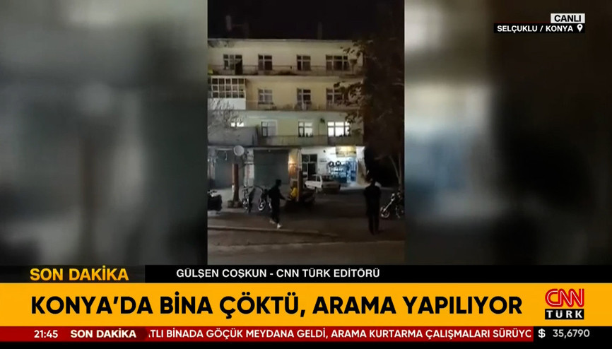 Konyada bina çöktü 2 kişi yaralandı, enkaz altında kalan var