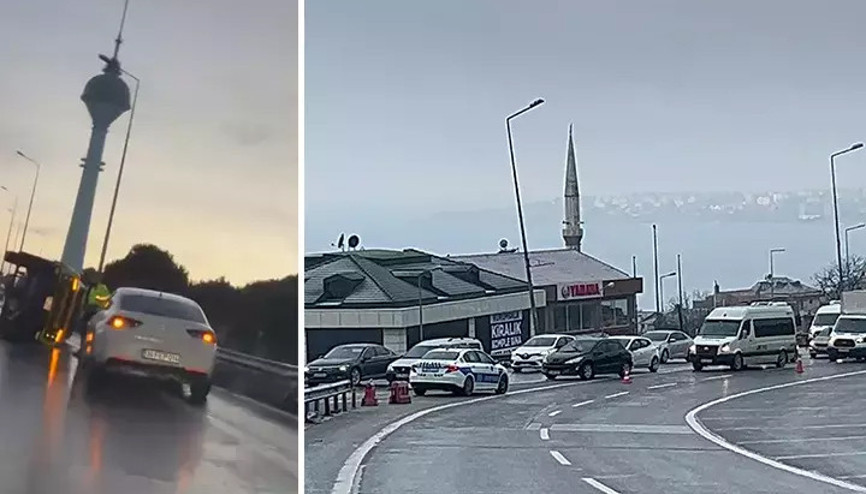 Büyükçekmecede trafik kazası Avcılar yönü trafiğe kapandı