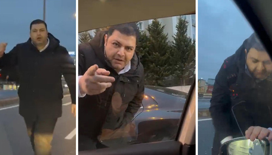 Bankacı maganda kadın sürücüye kâbusu yaşattı Önünü kesip tehditler savurdu, aracını defalarca yumrukladı Bankacı maganda kadın sürücüye kâbusu yaşattı Önünü kesip tehditler savurdu, aracını defalarca yumrukladı